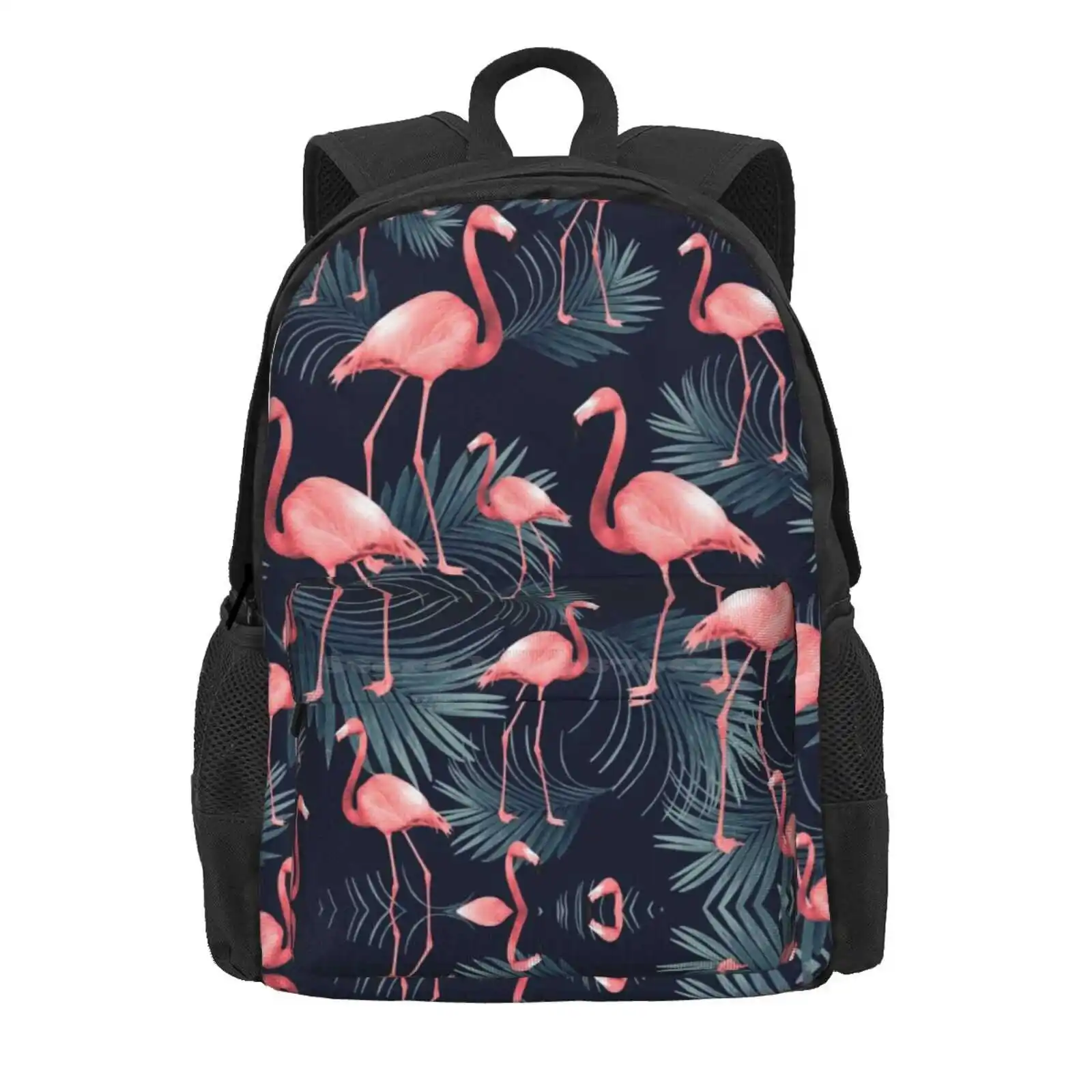 Summer Flamingo Palm Night Vibes #1 #Tropical #Decor #Art Hot Sale Schoolbag Backpack Fashion Bags American Flamingos Collage