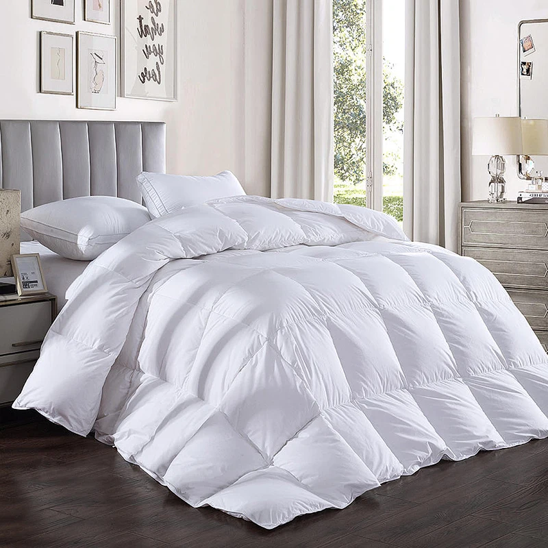 

2 Pieces Feather and Down Comforter Queen Size - All Season White Queen Duvet Insert Warmth Bedding Comforters 90x90''