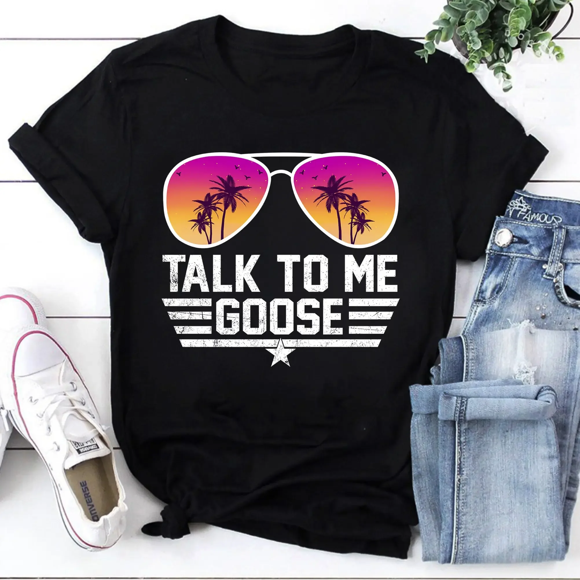Talk To Me Goose T-Shirt, Top Gun Maverick Shirt, Tropical Sunglasses T-Shirt, Tropical Sunglasses Vintage Shirt