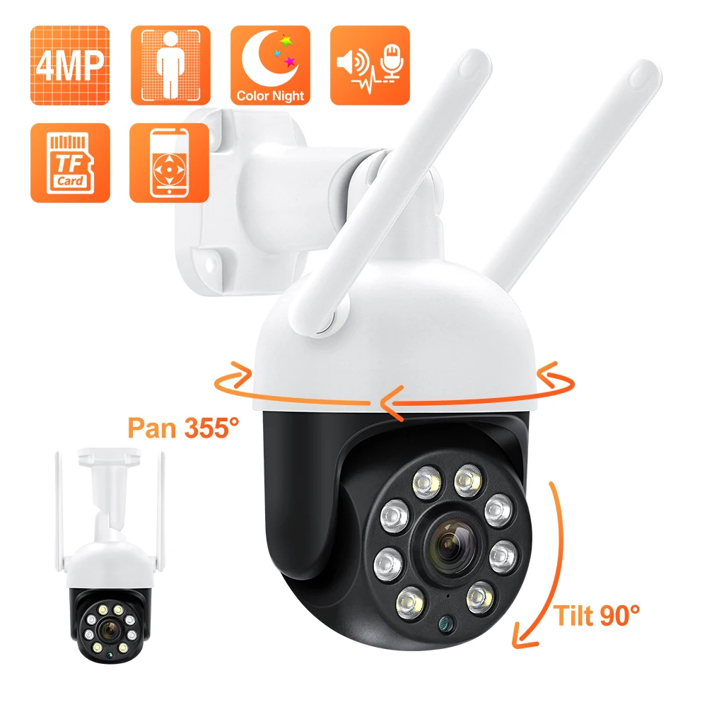 Techage WiFi 4MP PTZ IP Camera Two-way Audio AI Human Detect Night Vision Surveillance Camera Wireless P2P Security CCTV  Camera