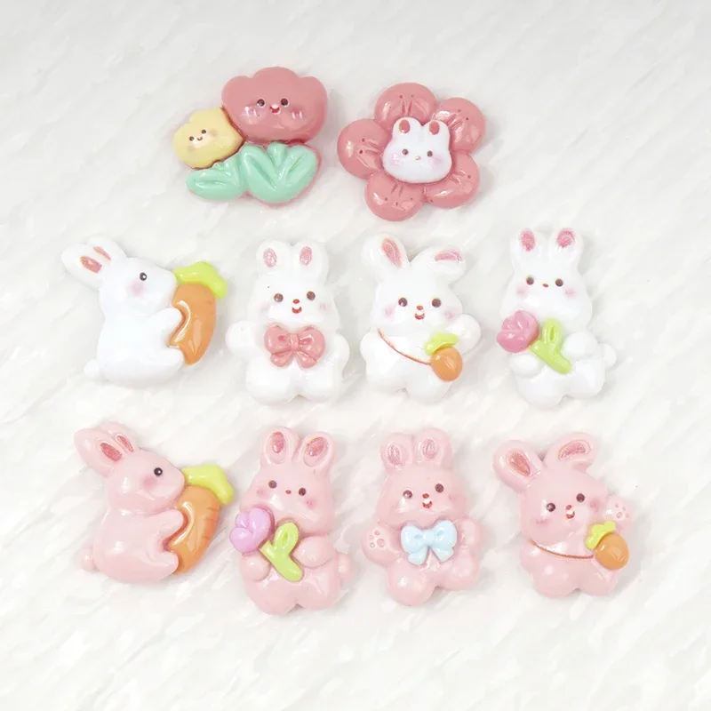 10/100pc Rabbit Animals DIY Resin Craft Handicraft Material Resin Patch Scrapbook Hair Clip Pendant Keychain Hairpin Accessories