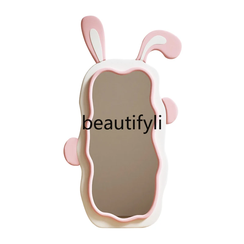 

Cream wind rabbit ear full body full-length mirror cute rabbit living room floor mirror