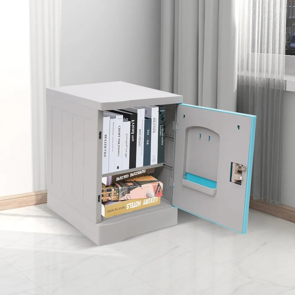 Lockable Storage Cabinet with Keys Small Storage Box Freestanding Locker Cabinet Organizer for Home School Office Hotel