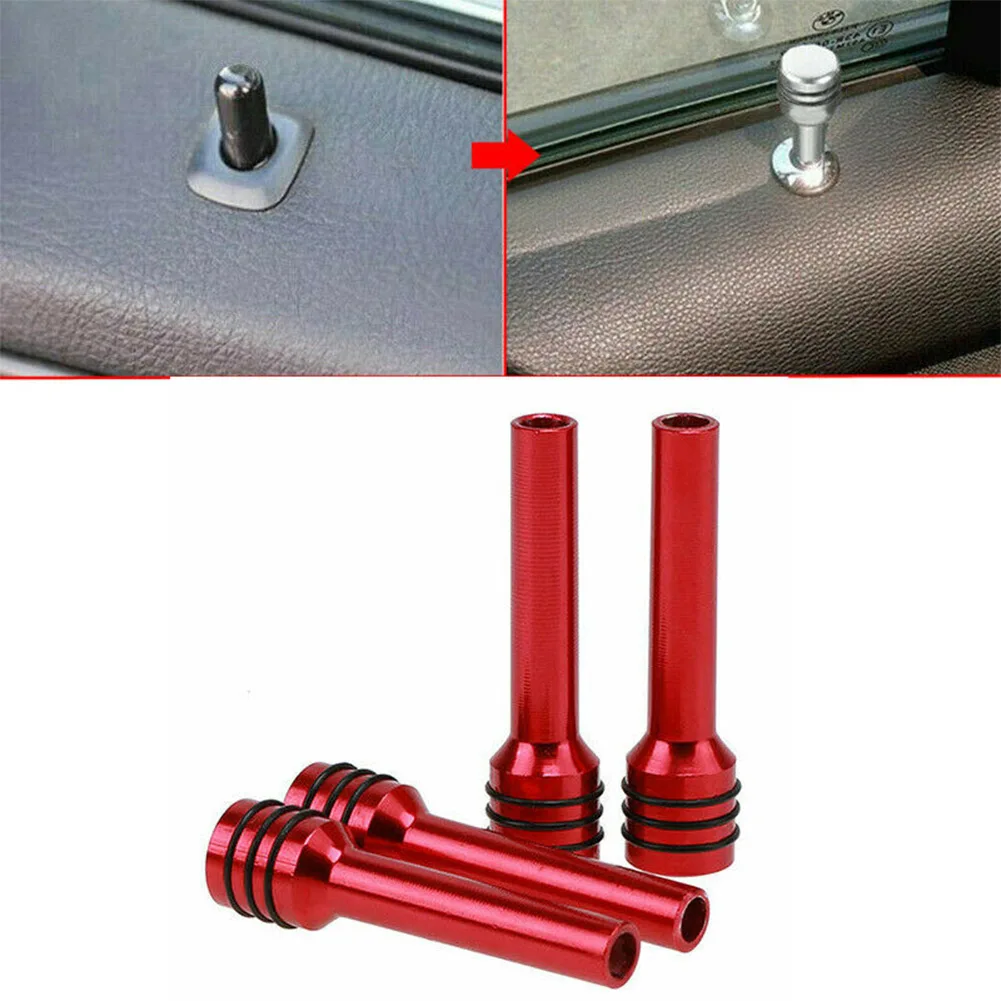 4x plata/rojo/negro puerta Interior de coche LKnob Pull Pins cubierta aleación de aluminio accesorios de automóvil para todos los coches/camiones