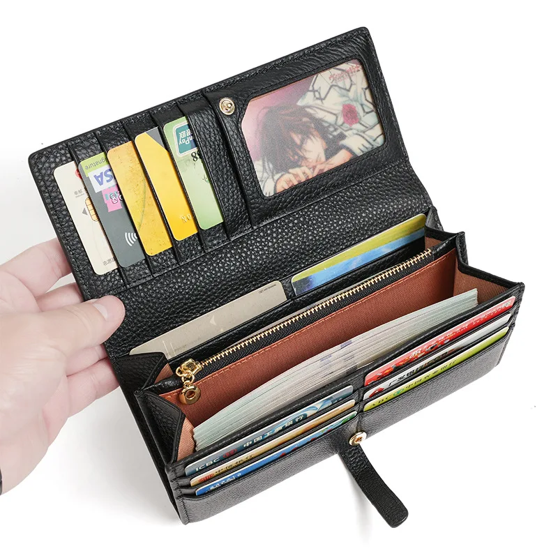 Alirattan 2026 New Fashionable Versatile Women's Long Wallet Large Capacity Multiple Card Slots Simple Folding Solid Wallet
