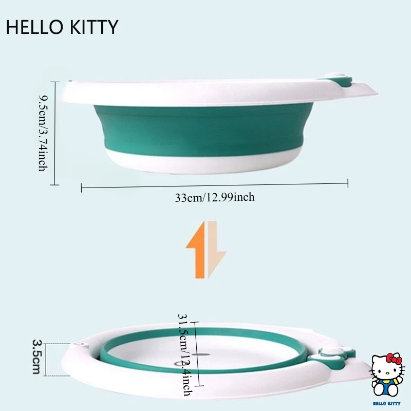 حوض غسيل هالو كيتي قابل للضغط، صديق للبيئة، مادة البولي بروبيلين، قابل للطي، هدية لتوفير المساحة المنزلية
