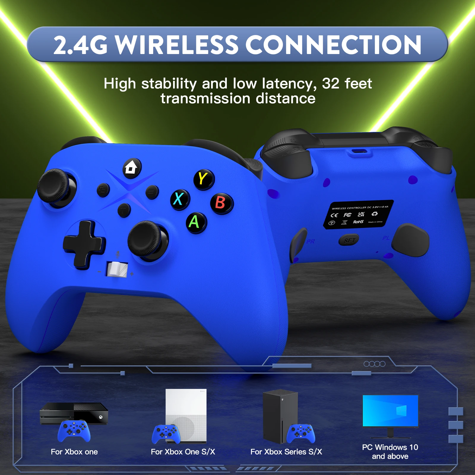 لوحة ألعاب لاسلكية لأجهزة Xbox One Xbox Series S Xbox Series X وحدة تحكم PC Win10 Dual Vibra مع وحدة تحكم ألعاب جيروسكوب بستة محاور