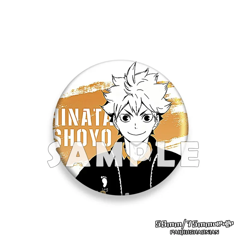 5.8cm Anime Metal Brooches Shoyo Hinata Tobio Kageyama Daichi Sawamura Figure Badge Trendy Lapel Pins Backpack Student Gifts