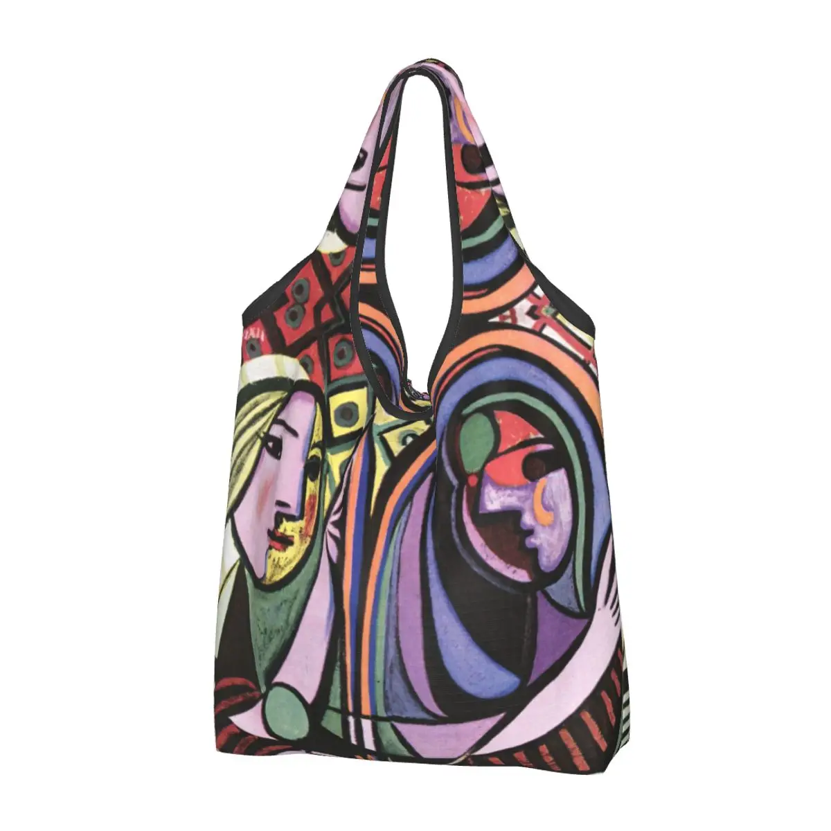 Funny Print Pablo Picasso Girl Before A Mirror Tote Shopping Bags Portable Shoulder Shopper Handbag