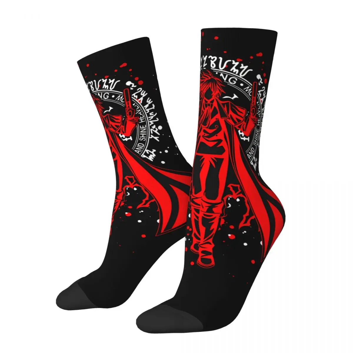 Funny Happy Chill Men's Socks Retro Harajuku Hellsing Hip Hop Novelty Pattern Crew Crazy Sock Gift Printed