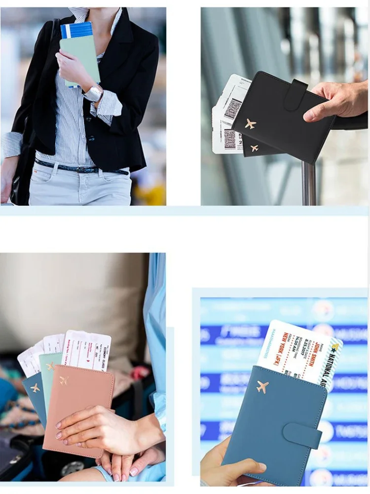 ปกหนังสือเดินทาง RFID กรณีผู้ถือหนังสือเดินทางกระเป๋าสตางค์หนังสือเดินทางมัลติฟังก์ชั่น ID ผู้ถือบัตรเครดิตกระเป๋าสตางค์เดินทางอุปกรณ์เสริมการเดินทาง