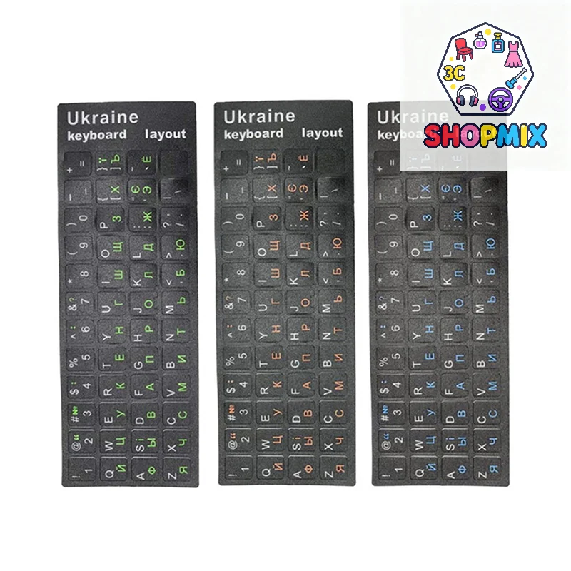 

Наклейка на украинскую клавиатуру, прочный черный фон с алфавитом для ПК, аксессуары для ноутбука, компьютерная клавиатура