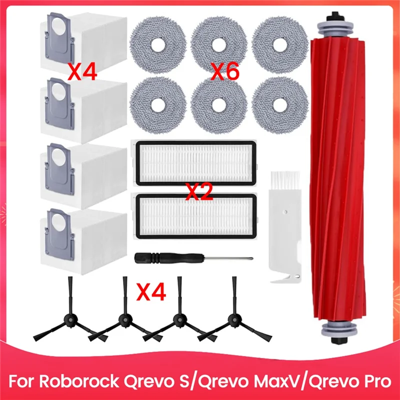ABLE-สําหรับ Roborock Qrevo S/Qrevo Maxv/Qrevo Pro หลักแปรงด้านข้าง Hepa Filter Mop ผ้าเปลี่ยนชิ้นส่วนอุปกรณ์เสริม