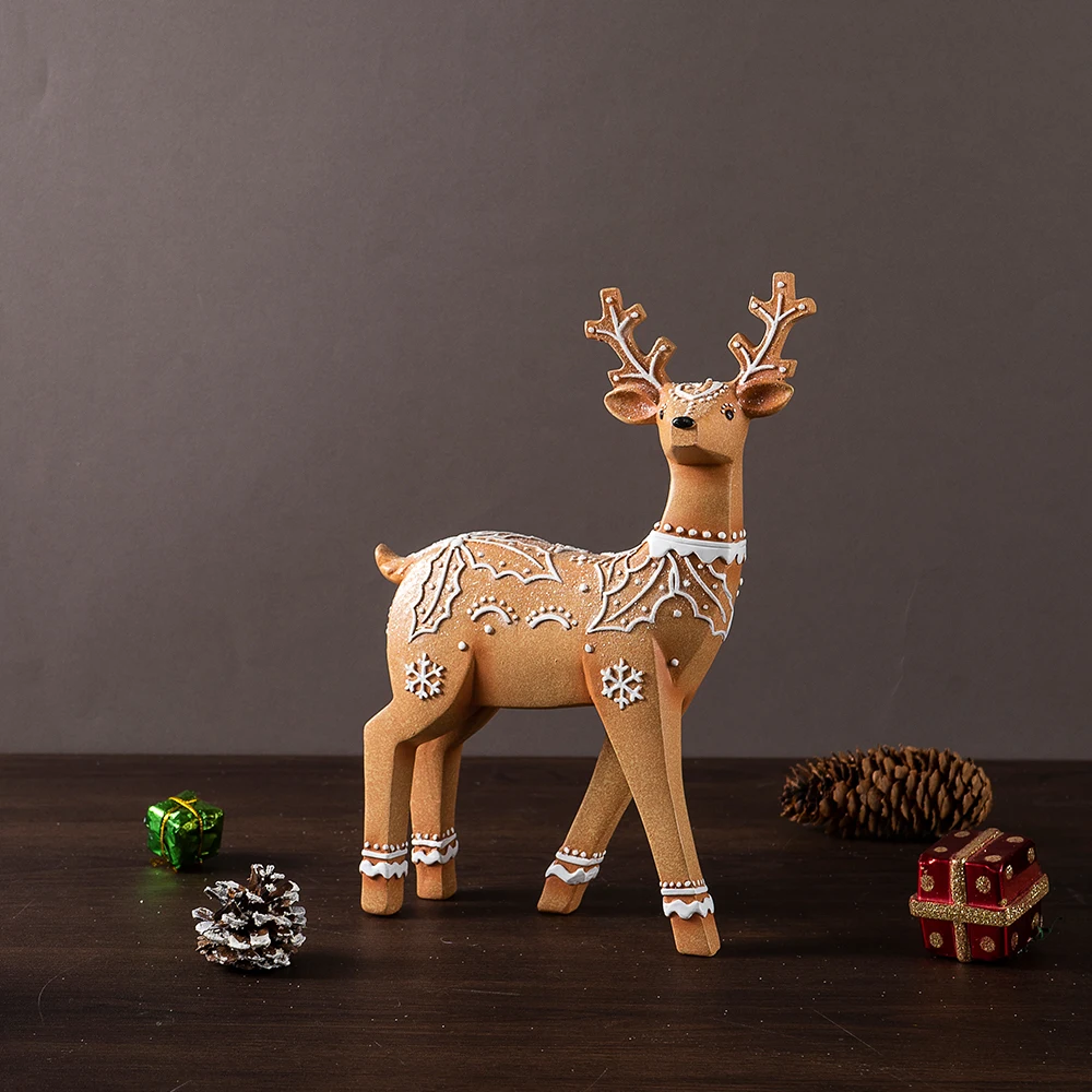

Christmas Reindeer Resin Figurine Christmas Decoration Holiday Setup Prop for Home Craftwork Home Holiday Decorations Figurine
