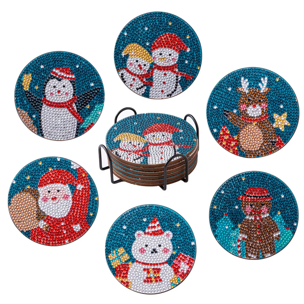 6pcs/set Butterfly Diamond Painting Coaster Kit with Holder DIY 5D Rhinestone Art Coasters Non-slip Cup Mat for Kids Adults Craf view 6