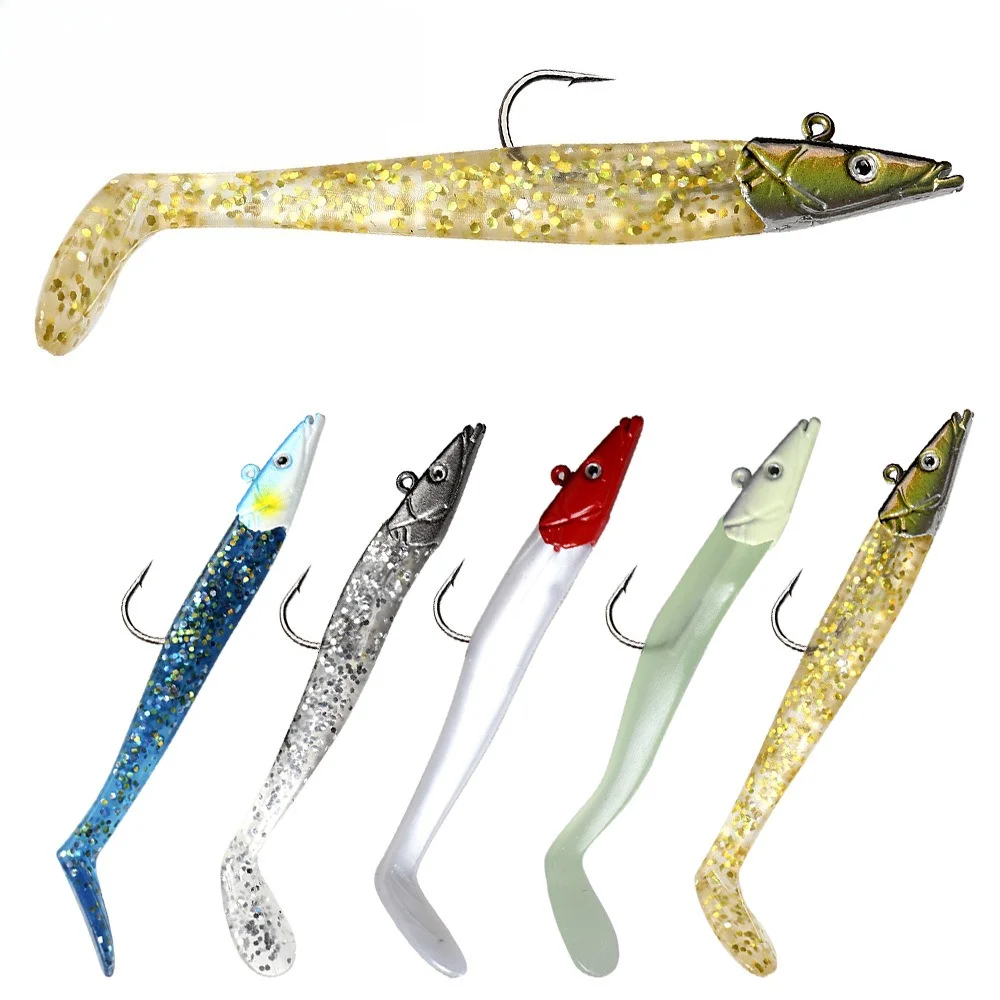 1 Stück Weichköder mit Jigkopf zum Weitwerfen, 10cm/19g, mit verstärktem, flachem Haken, Salzwasser-Makrelenköder, Angelzubehör