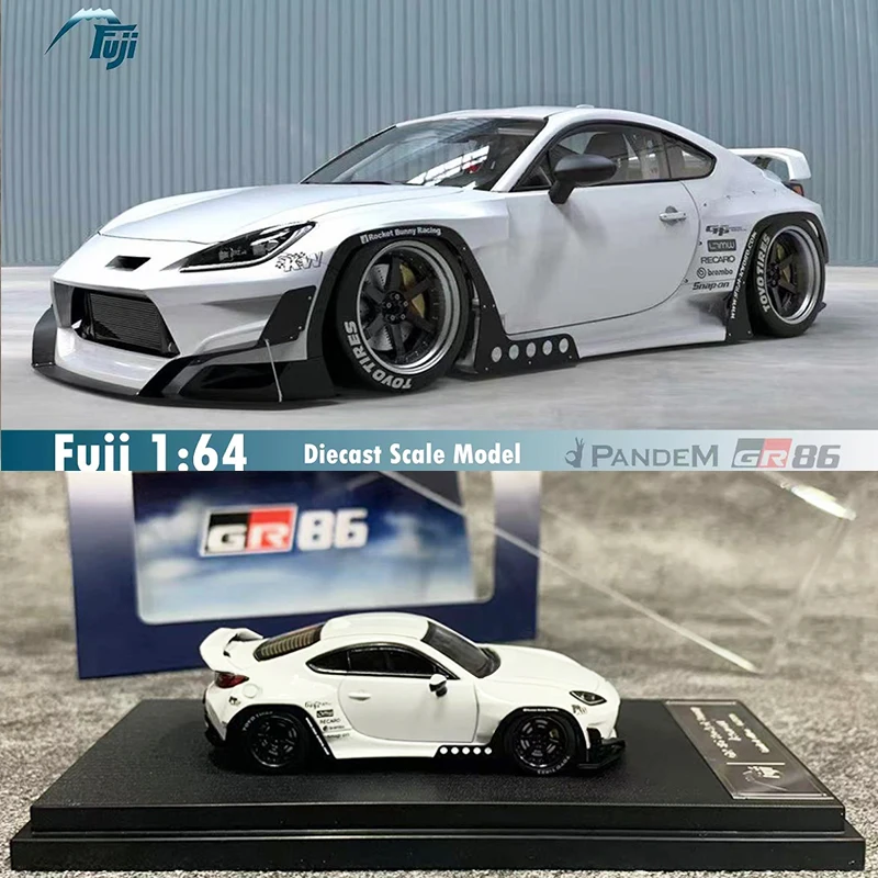 Fuji 1:64 Model Car Pandem GR86 Rocket Bunny Alloy Die-Cast Vehicle - White & Red