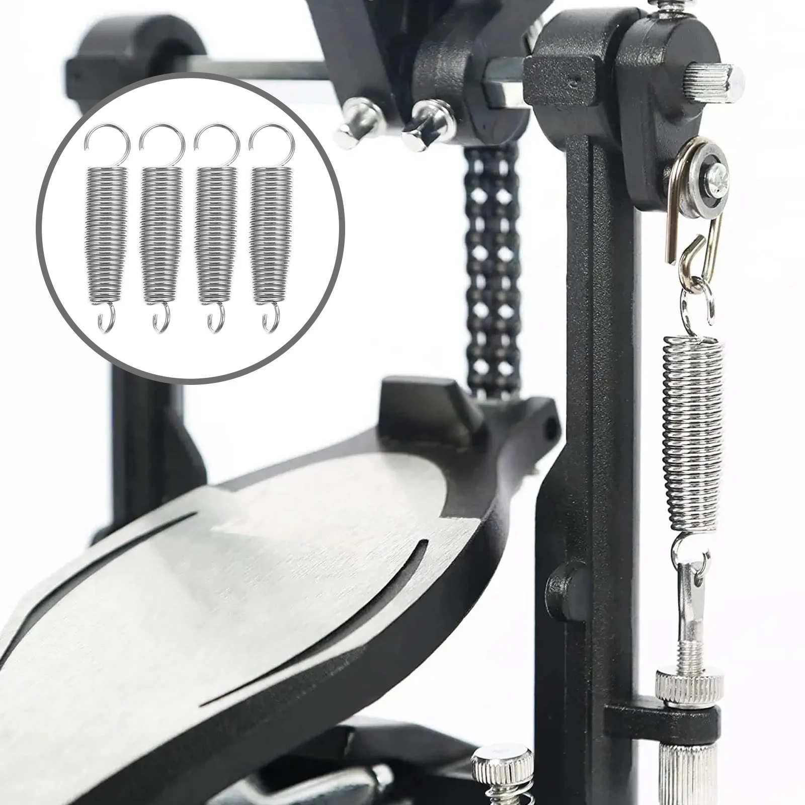 

Heavy Duty Spring Accessories Pedal Tension Assembly with Bass Drum Pedals Springs Silver Metal