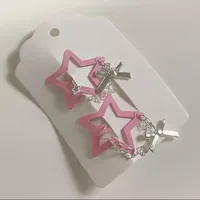 Handmade 2pc Pastel Pink Star Hairclips Jewelry Hair Accessory