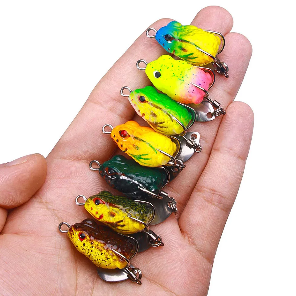 

2.5cm/3g Mini Frog Fishing Lures With Spoon Double Hooks Artificial Fake Bait Soft Jump Frog Bait For Bass Fishing