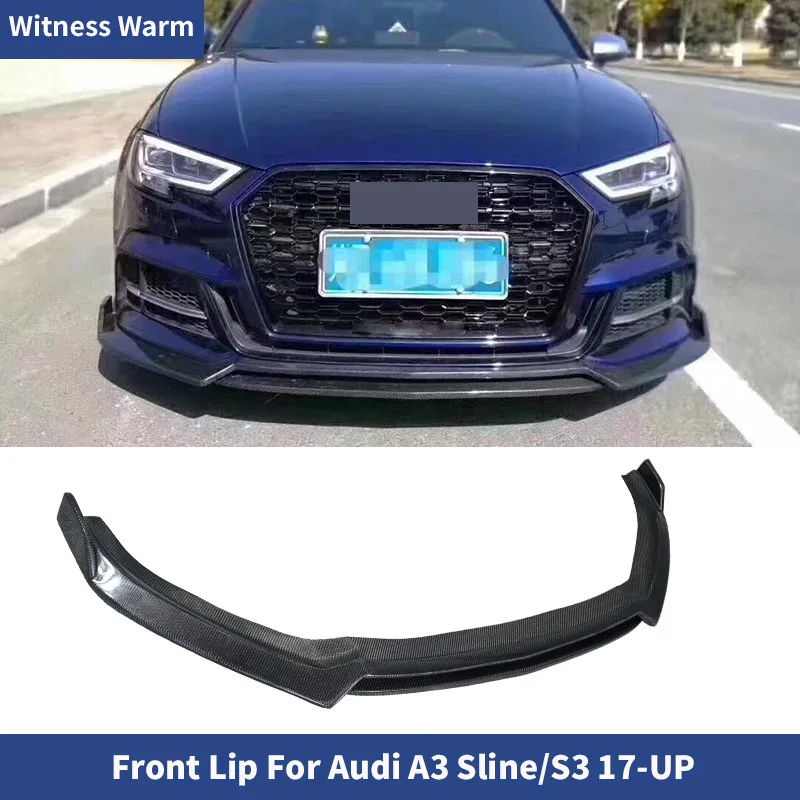 Front Bumper Lip for 2017-up Audi A3 Sline and A3 S3 Front Lip Spoiler Carbon Fiber Front Bumper Lip Splitter