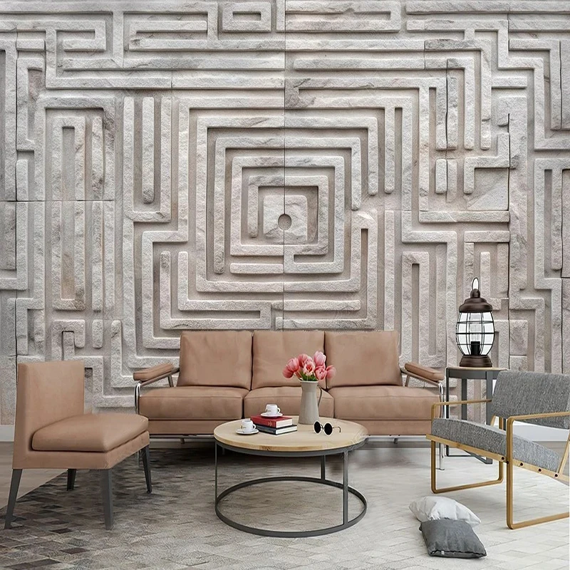 Custom Any Size 3D Modern Stone Relief Pattern TV Background Wall Mural Wallpaper For Bedroom Papel De Parede Home Décor Tapety