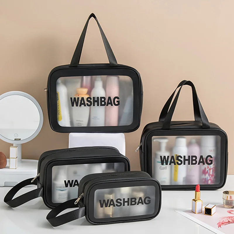 Double-layer dry and wet separation cosmetic toilet bag, premium sense waterproof travel partition storage