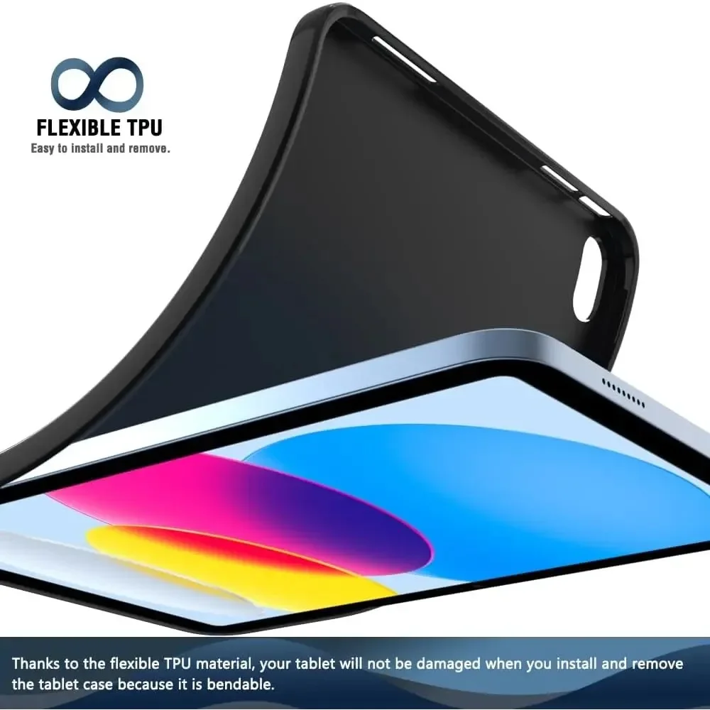 Tablet Case For iPad 10 2022 10th Generation A2696 Flexible Soft TPU Black Shell Back Cover for Apple iPad 10 9 Inch 2022 Case
