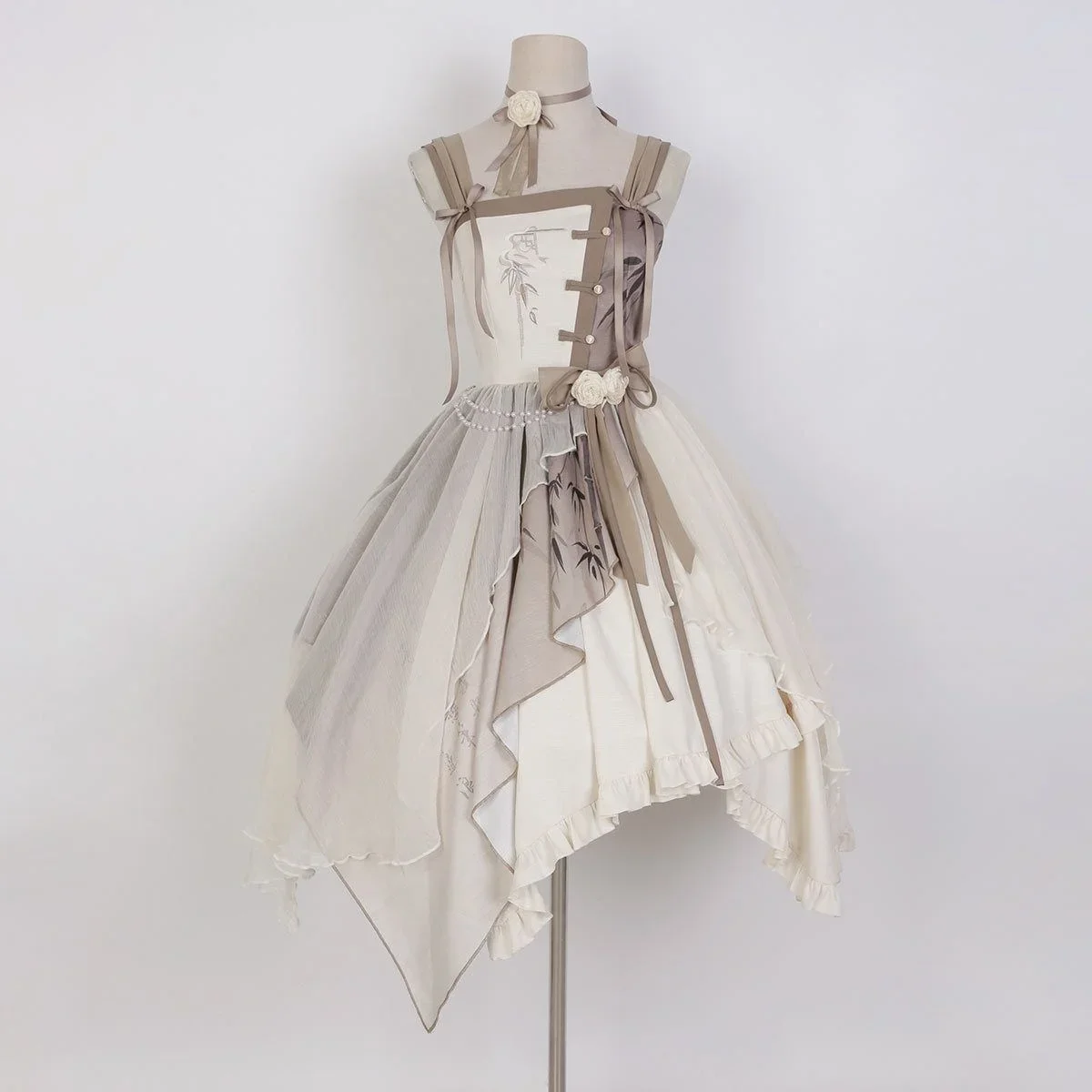 

Sling Dress Ancient Daily Chinese Elements Lolita Skirt Irregular Kawaii Dress Dark Elf Clothes Lolita Vestido Manga Larga Jsk A