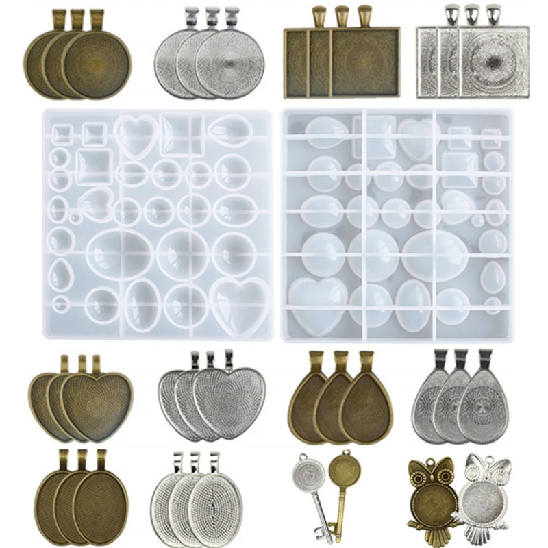 DIY Crafts Round Square Heart Mould Ornaments Crystal Silicone Mould K3KF