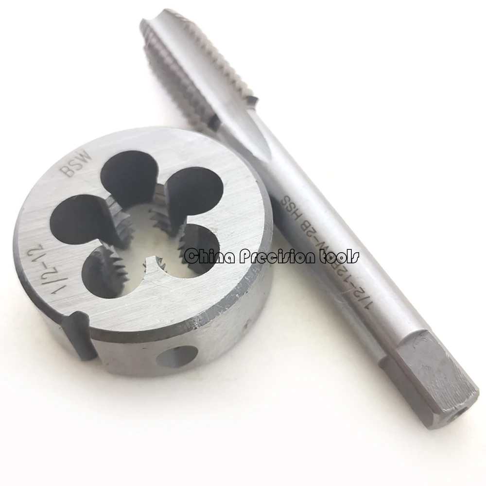 2pcs HSS Withworth thread tap and die set BSW 1/8 5/32 3/16 1/4 5/16 1/2 9/16 straight flute taps dies sets W 3/8 7/16 5/8 3/4