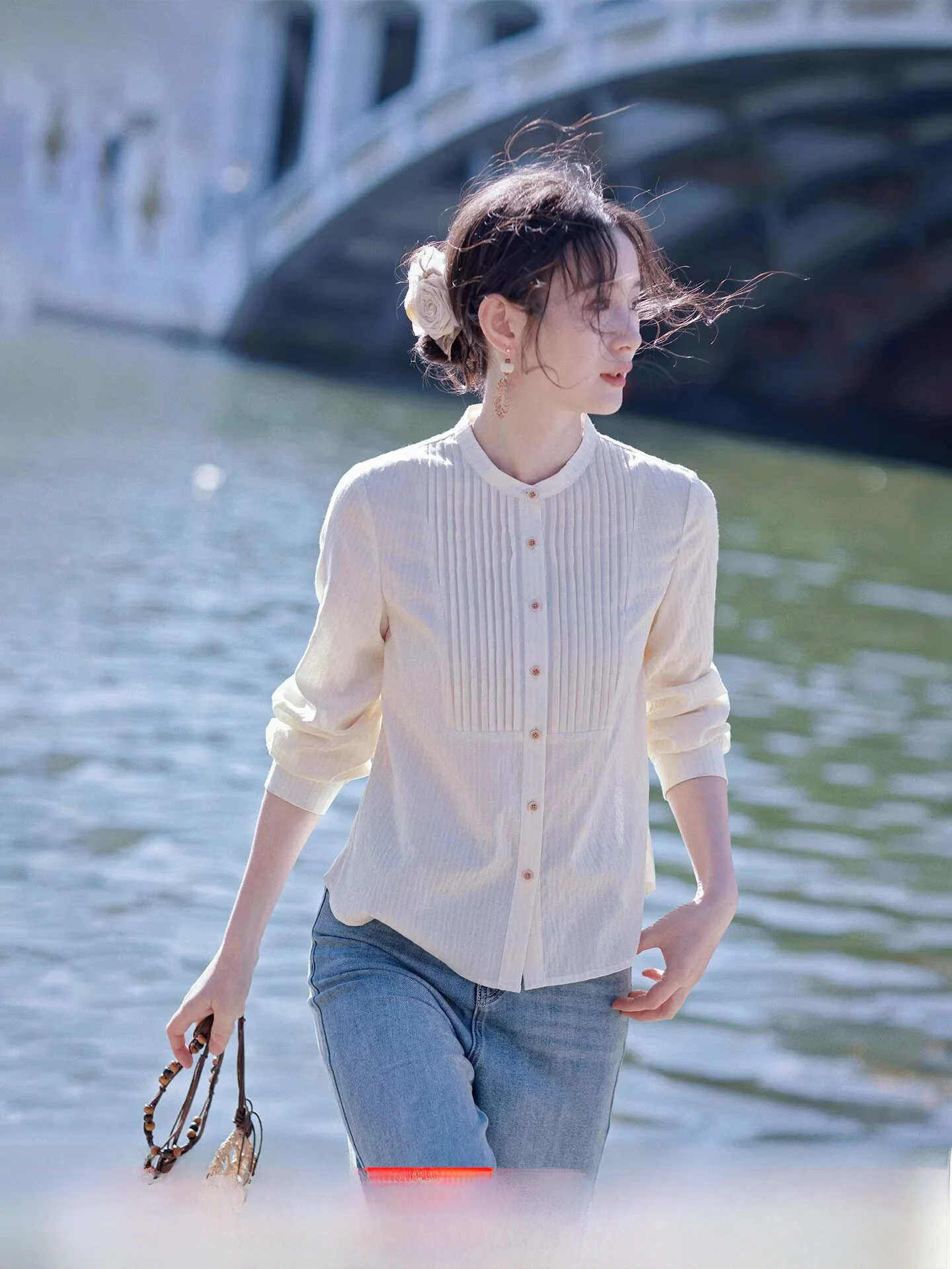 

Red Thread Pure Cotton Long Sleeve Loose Casual Women's Shirt Spring 2026 New Style Artistic Style Breathable Comfortable
