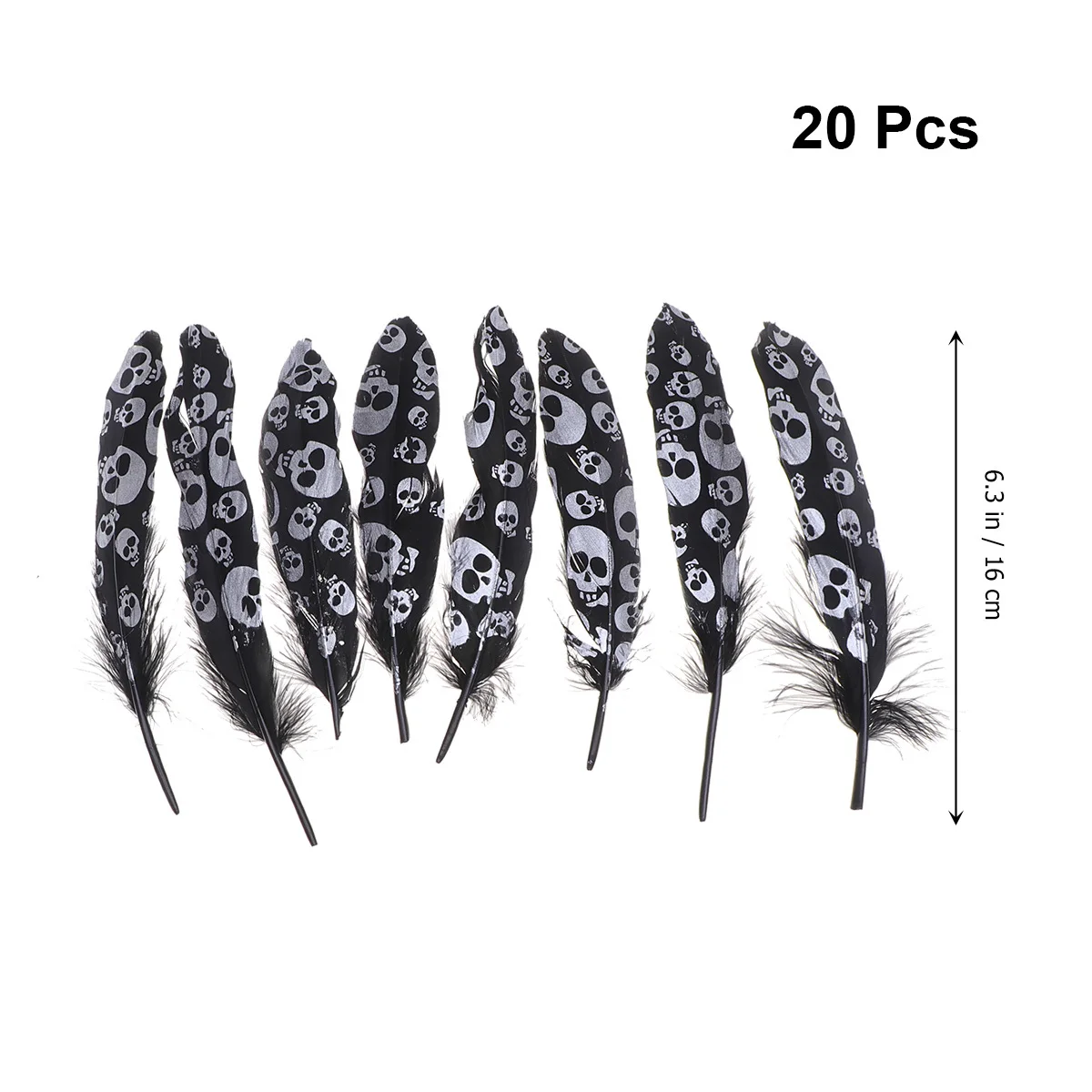 

20Pcs Black 16x0.1cm Skull Goose Dyed Halloween Decoration DIY Craft Supplies Birthday Wedding Simulation