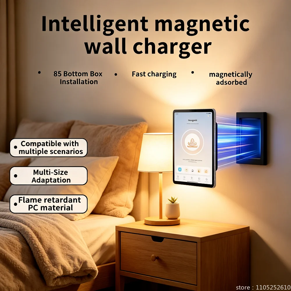 

Magnetic Wall Mount Bracket for Tablet with Wireless Charger Type-C USBC for Android iPad Home Central Control Panel Accessories