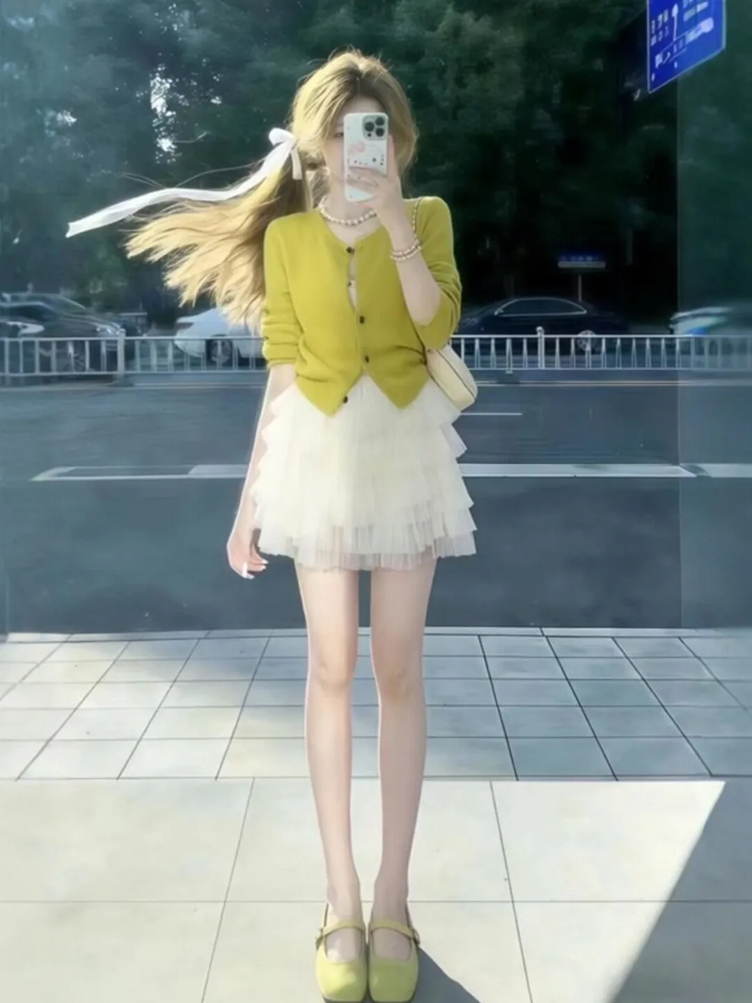 

Unique Small Size Mesh Skirt Top Set Elegant Spring Outfit Comfortable Long Sleeve round Neck Knitted Shirt Short Skirt