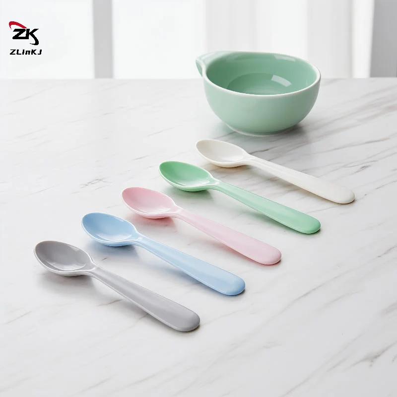 -1/2/4Pcs Simple Children Tableware Plastic Baby Feeding Spoon Toddler Training Eating Utensils For Dessert Fruit
