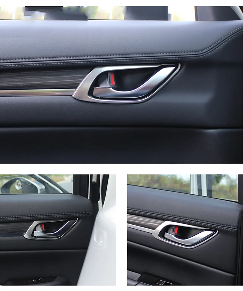 Car Interior Door Handle Handrail Frame For Mazda CX-5 CX5 2017-2023 2024 KF Cover Bezel Ring Stickers Garnish Trim Accessories