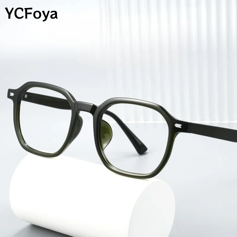 

YCFoya Men Women Retro Polygon Black Frame Optical Prescription Glasses Korean Style Fashion High-End Feel B8710F