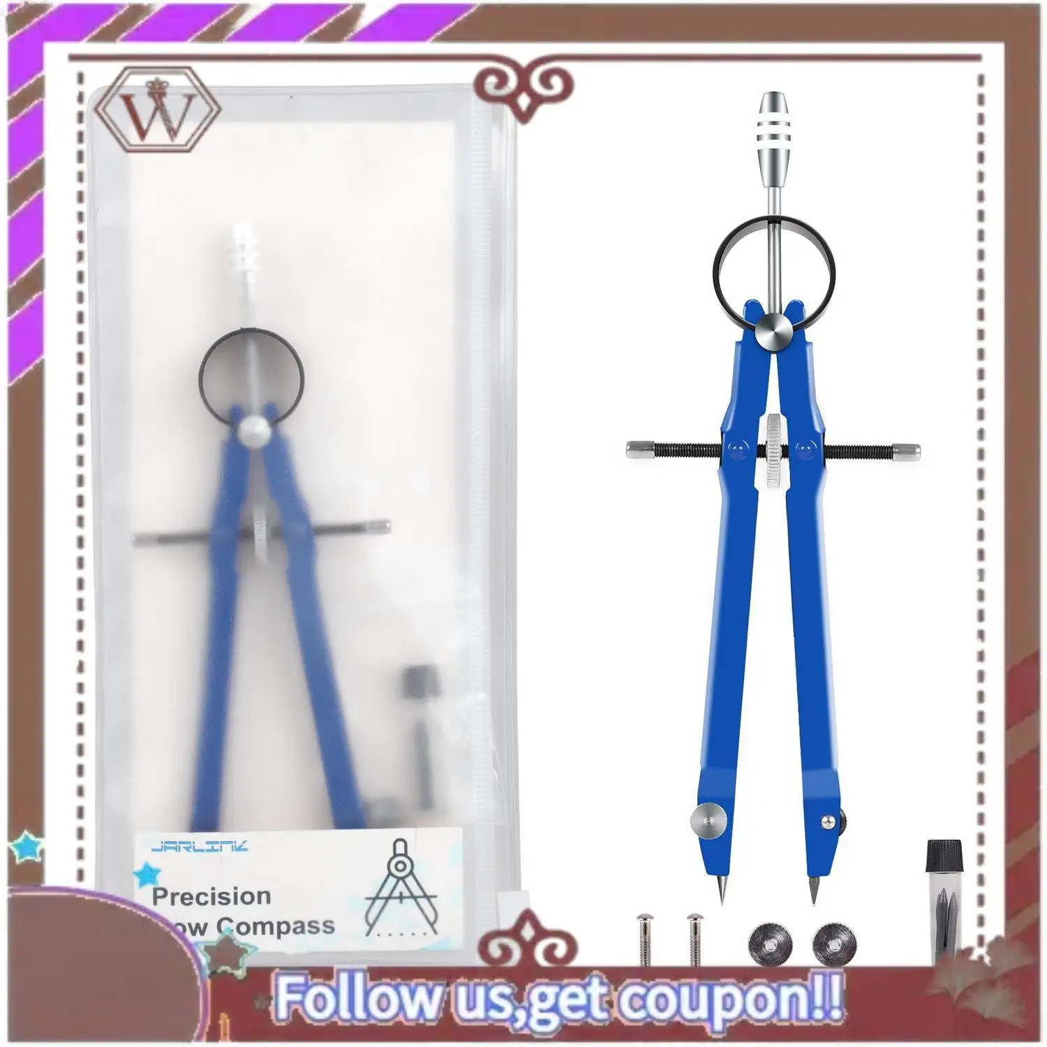 Latest 2 Pcs Compass, Compass Geometry Set With Lock, Math And Precision Compass, Metal And Durable For Solid And Plane Precisio