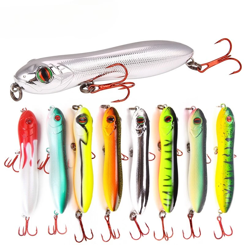 1 peça/8 peças Iscas de Pesca Flutuantes de 10cm/15.6g, Isca Artificial Tipo Lápis, Isca de Superfície Tipo Popper, Conjunto de Iscas Artificiais para Pesca de Carpa