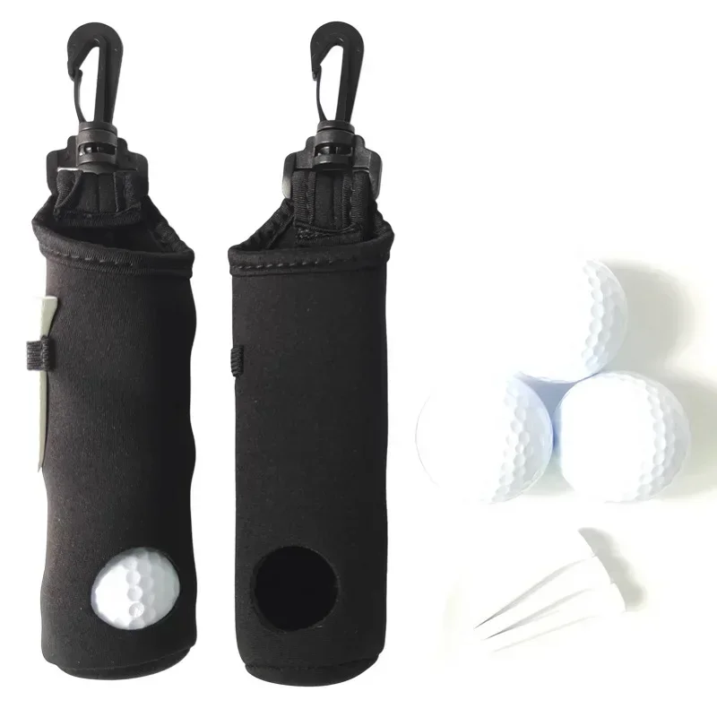 7Pcs Portable Mini Golf Carry Bag Kit Golf Balls and Tees Holder with 3 Balls and 3 Tees with Light Weight Hook for Golfer Gifts