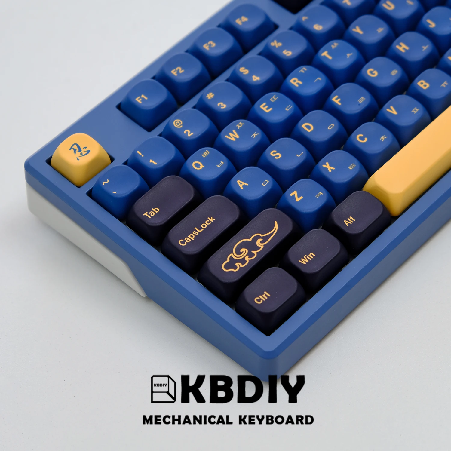 Imagem -05 - Kbdiy-gmk Azul Samurai Keycaps Coreano Pbt Perfil Koa Personalizado para Jogos Mecânicos Bonito 130 Teclas por Conjunto para Interruptores mx Diy