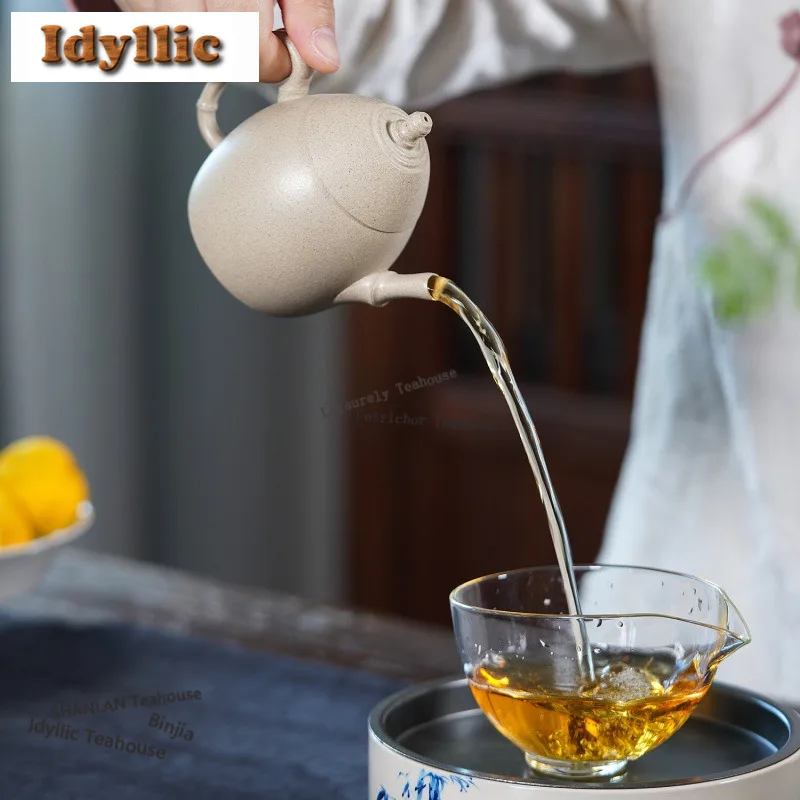 200ml Creative Yixing Purple Clay Teapots Handmade Panda Dragon Egg Pot Raw Ore White Section Mud Kettle Zisha Tea Set Ornaments