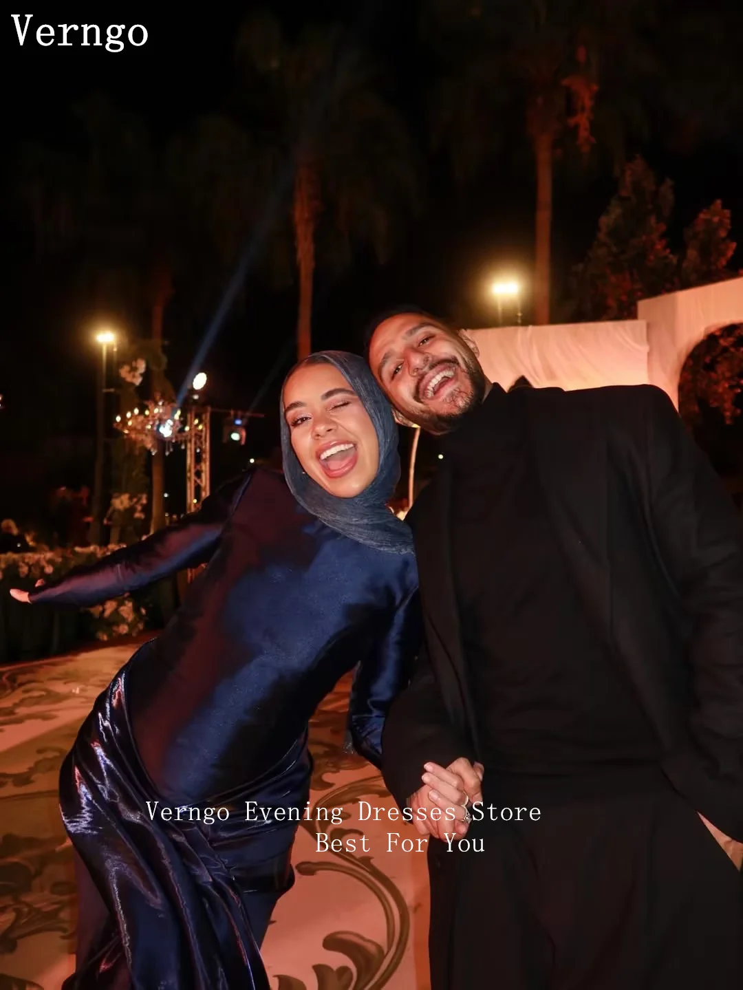 Verngo azul marinho cetim vestido de noite mangas completas sereia vestidos de ocasião formal elegante vestido de festa plissado personalizado