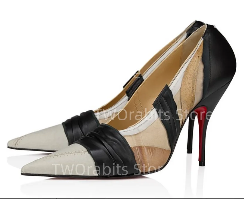 

Mix Color Zapatos De Mujer Designer Heels Stripe Sandal Sexy Women Shoes Point Toe Chaussures Femme Shallow Sandalias New in