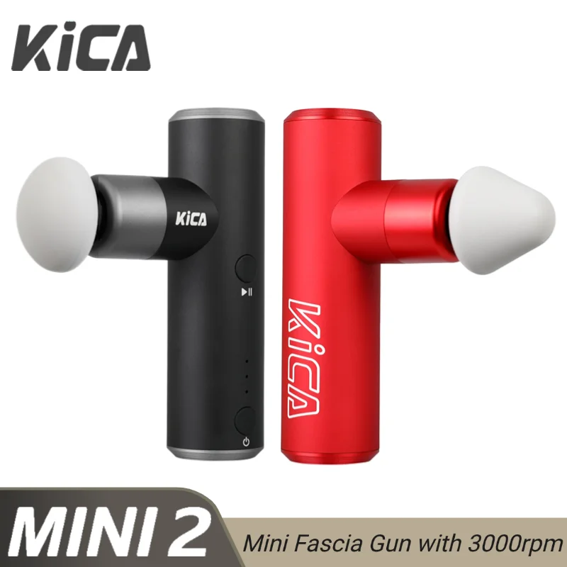 KiCA Mini 2 Fascia Gun 4 Gear Aluminum Portable 3000rpm Deep High Speed 3 Massage Heads Gun for Sport, 195g