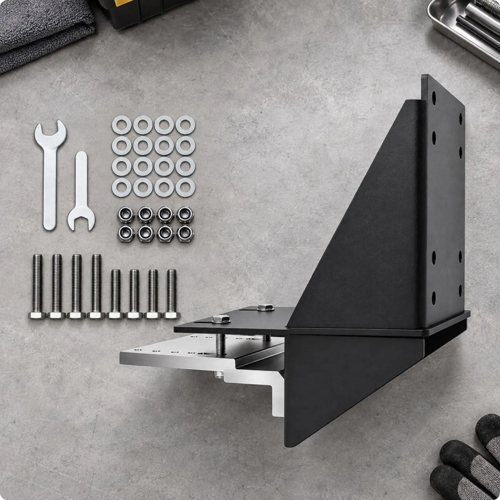 Boat Anchor Mount Bracket for Pontoon Edge Shallow Water Anchor Heavy Duty Steel Hardware with Adjustable Mounting Plate