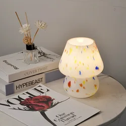 Mushroom Table Lamp Glass Bedroom Bedside Lamp Small Decoration Atmosphere Room Lighting Night Light Decor Living Room Desk Lamp