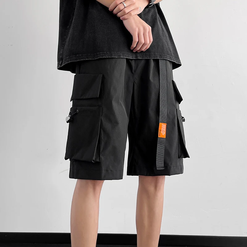 

2026 Japanese High Arcade Tooling Large Pocket Shorts for Men's Summer Fattened Plus Size Loose Casual Straight Five-point Pants