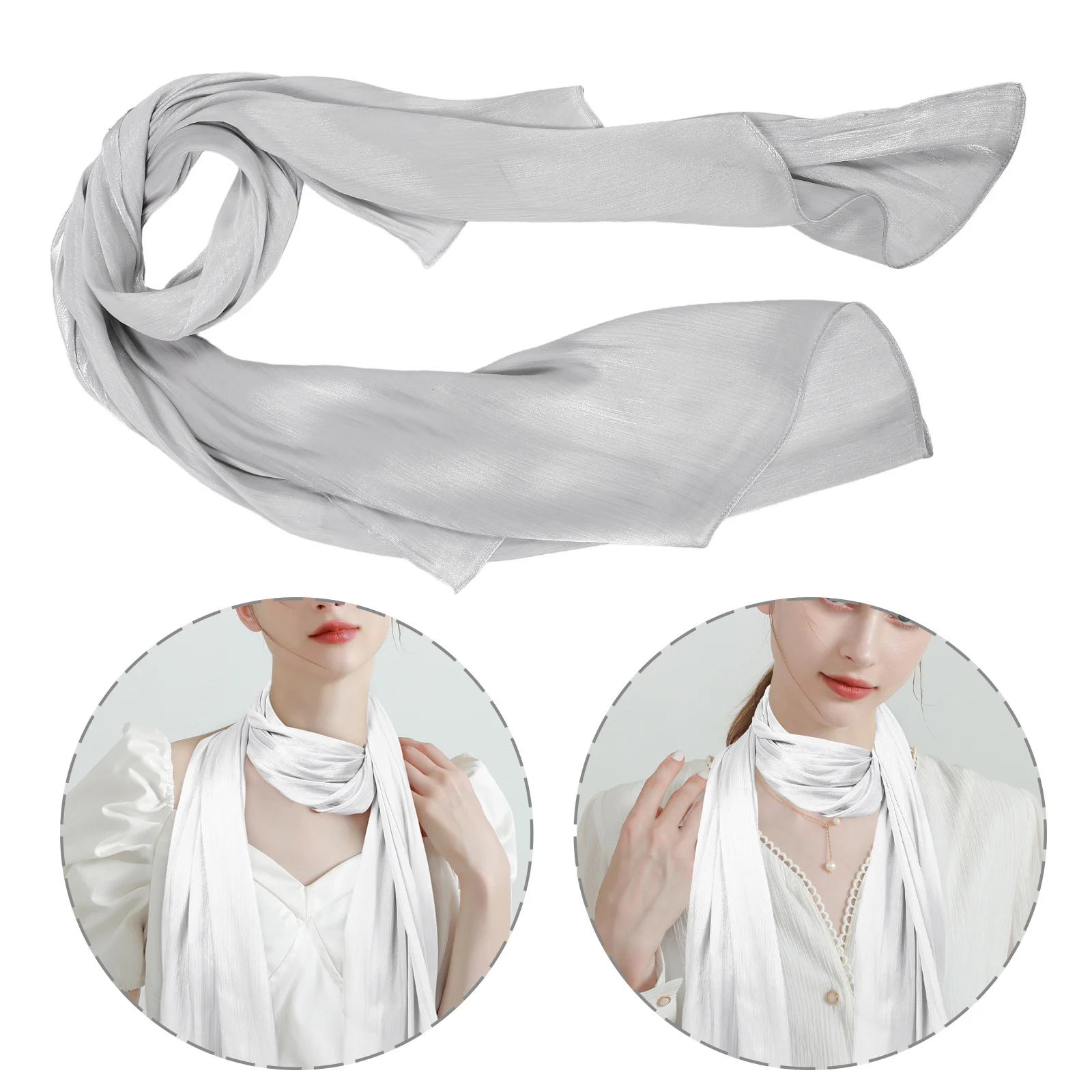 

Shimmer Head Scarf Soft Transparent Polyester Satin Wrinkle Texture Lightweight Shawl Hijab Wraps Scarves